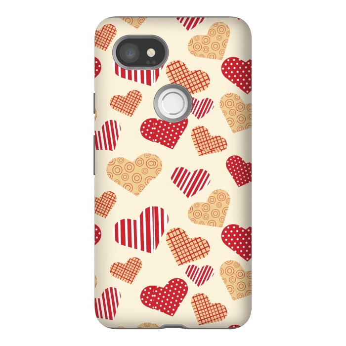 Pixel 2XL StrongFit RED GOLDEN HEARTS by MALLIKA