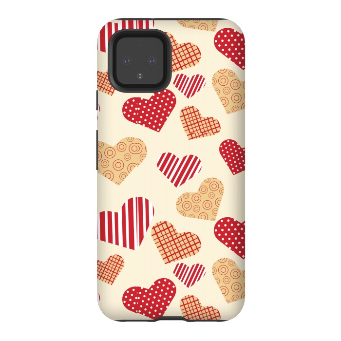 Pixel 4 StrongFit RED GOLDEN HEARTS by MALLIKA