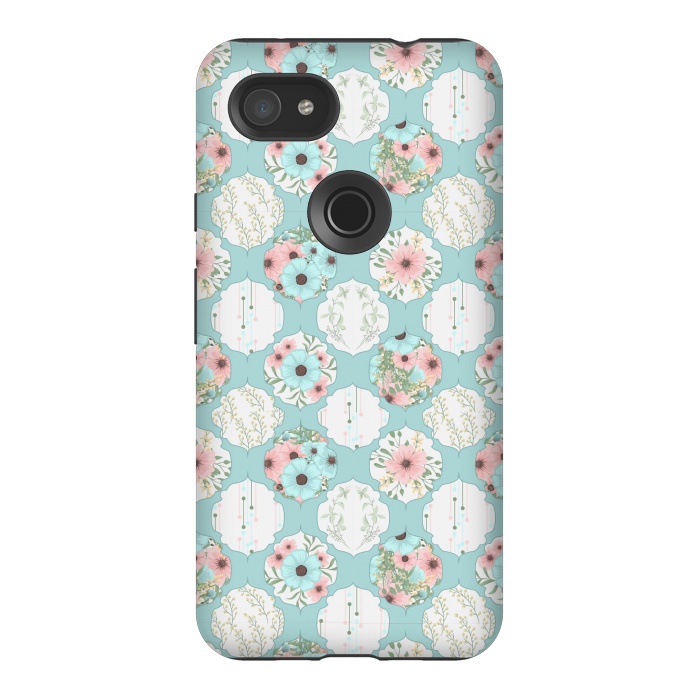 Pixel 3AXL StrongFit BLUE FLORAL PATCHWORK  by MALLIKA