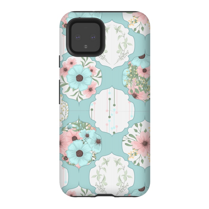 Pixel 4 StrongFit BLUE FLORAL PATCHWORK  by MALLIKA