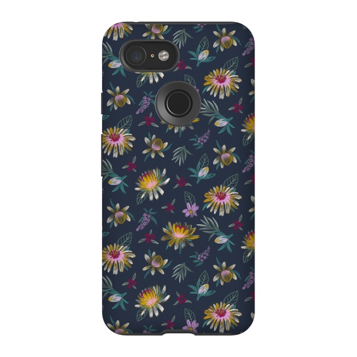 Pixel 3 StrongFit Blue Floral by Tishya Oedit