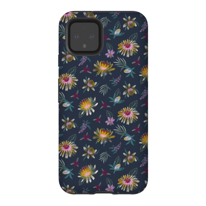 Pixel 4 StrongFit Blue Floral by Tishya Oedit
