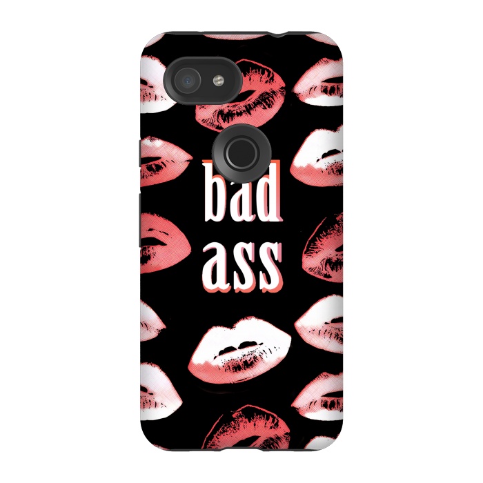 Pixel 3A StrongFit Badass lipstick kisses quote design by Oana 