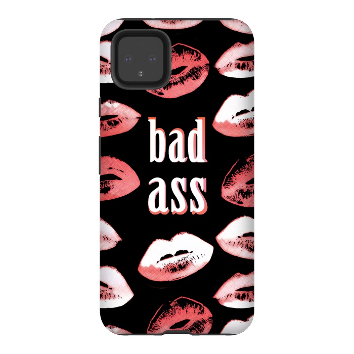 Pixel 4XL StrongFit Badass lipstick kisses quote design by Oana 