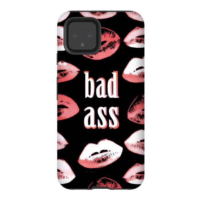 Pixel 4 StrongFit Badass lipstick kisses quote design by Oana 