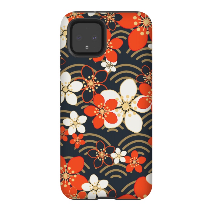 Pixel 4 StrongFit white floral ethnic pattern 2  by MALLIKA