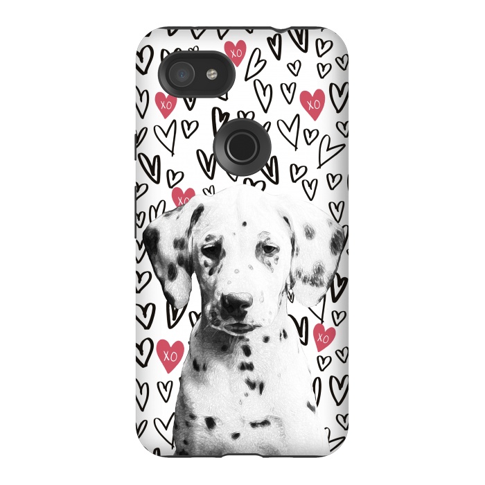 Pixel 3AXL StrongFit Cute Dalmatian and hearts Valentine's day by Oana 