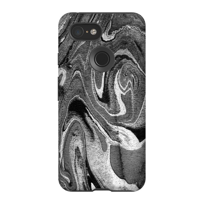 Pixel 3 StrongFit black grey liquid marble by Oana 