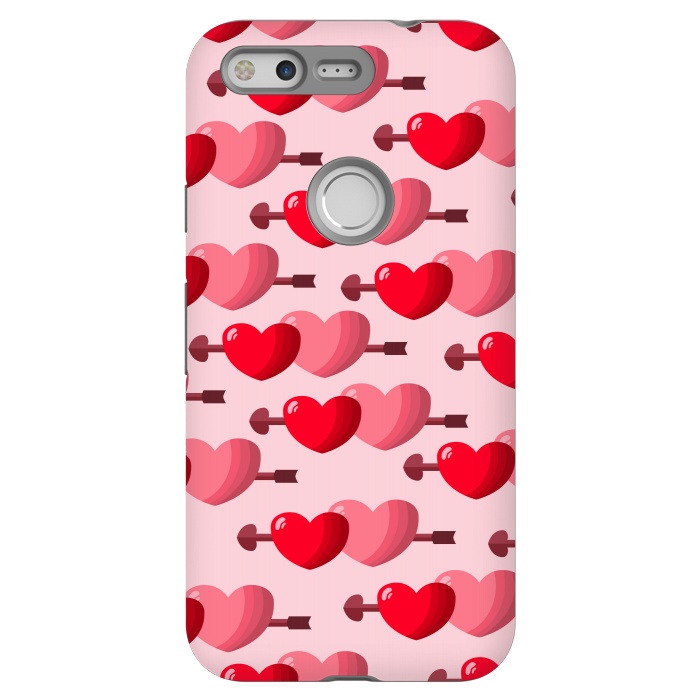 Pixel StrongFit pink red hearts pattern by MALLIKA