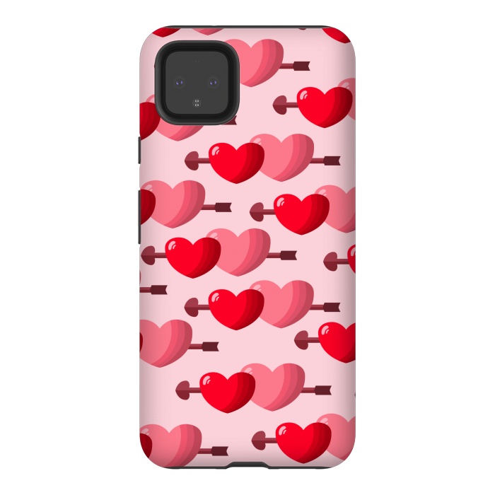 Pixel 4XL StrongFit pink red hearts pattern by MALLIKA