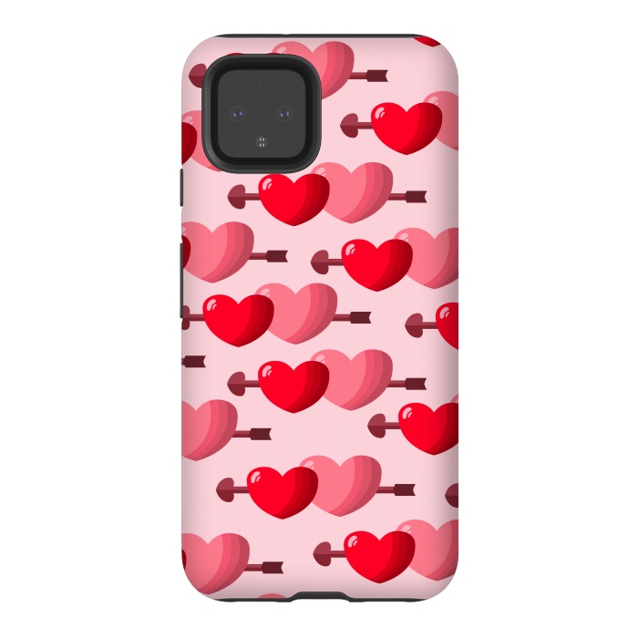 Pixel 4 StrongFit pink red hearts pattern by MALLIKA