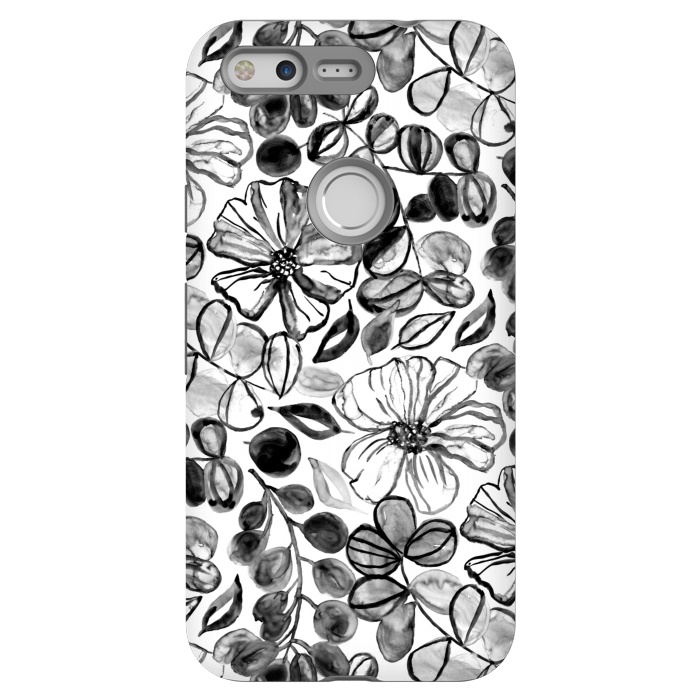 Pixel StrongFit Black & White Painted Floral  by Tigatiga