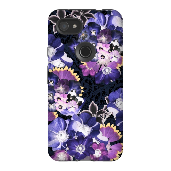 Pixel 3AXL StrongFit Purple flowers collage by Oana 