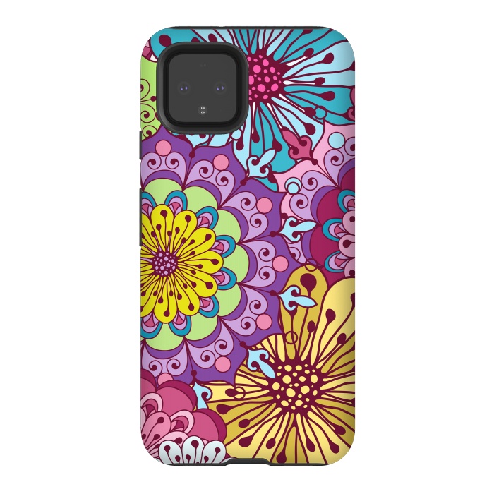 Pixel 4 StrongFit Brightly Colored Flowers by ArtsCase