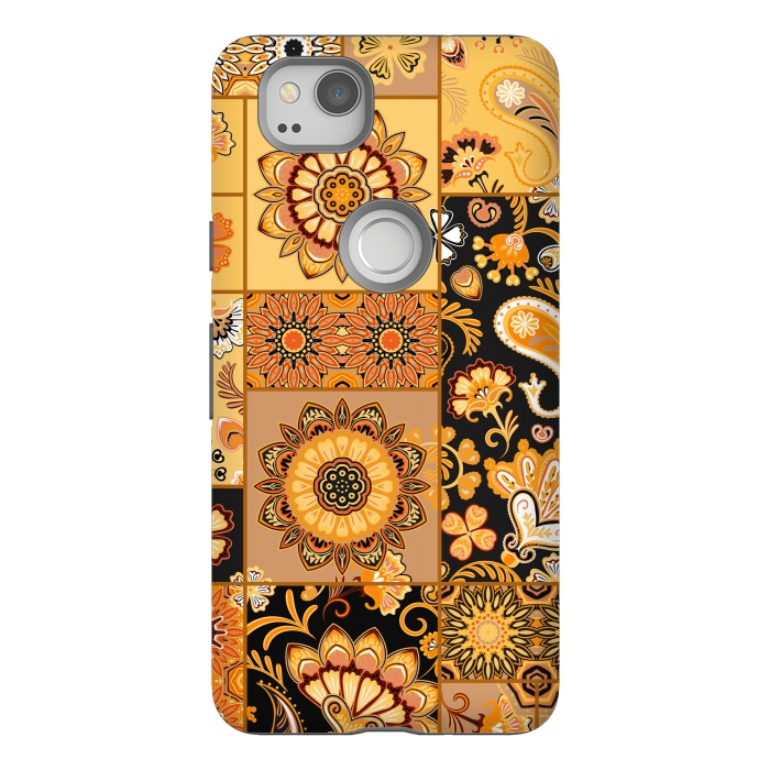 Pixel 2 StrongFit Patchwork with Paisley and Mandala in Colorful by ArtsCase