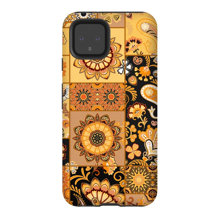 Pixel 4 StrongFit Patchwork with Paisley and Mandala in Colorful by ArtsCase