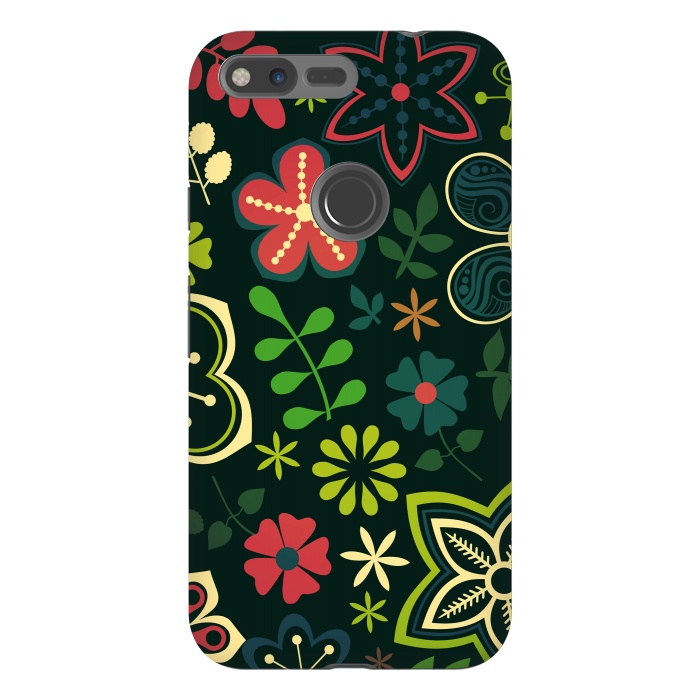 Pixel XL StrongFit Seamless Flowers and Birds by ArtsCase