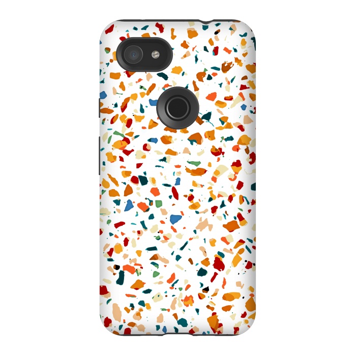 Pixel 3AXL StrongFit Tan Terrazzo | Eclectic Quirky Confetti Painting | Celebration Colorful Boho Happy Party Graphic  by Uma Prabhakar Gokhale