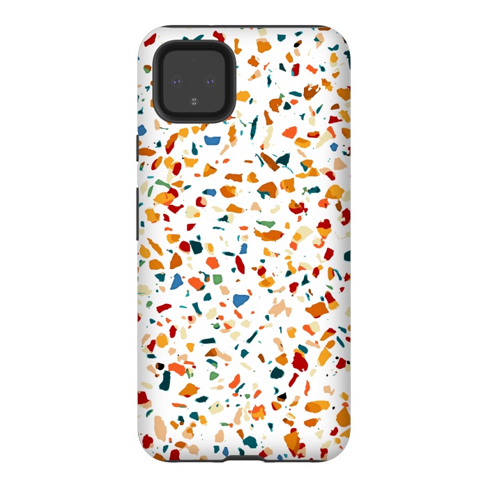 Pixel 4XL StrongFit Tan Terrazzo | Eclectic Quirky Confetti Painting | Celebration Colorful Boho Happy Party Graphic  by Uma Prabhakar Gokhale