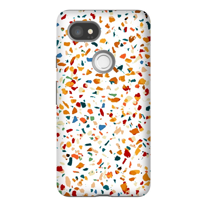 Pixel 2XL StrongFit Tan Terrazzo | Eclectic Quirky Confetti Painting | Celebration Colorful Boho Happy Party Graphic  by Uma Prabhakar Gokhale