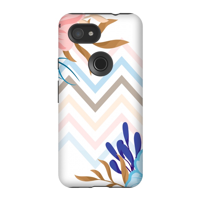 Pixel 3A StrongFit chevron flowers by haroulita