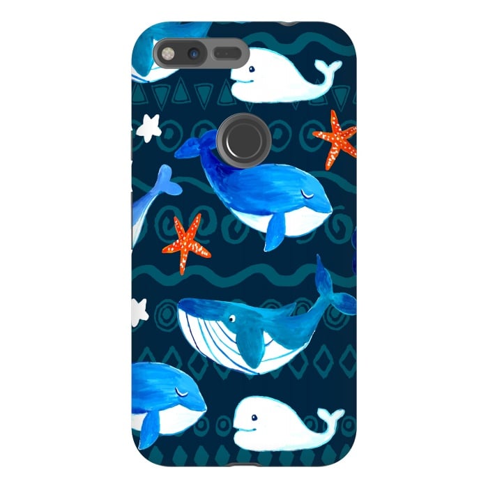 Pixel XL StrongFit watercolor whales by haroulita