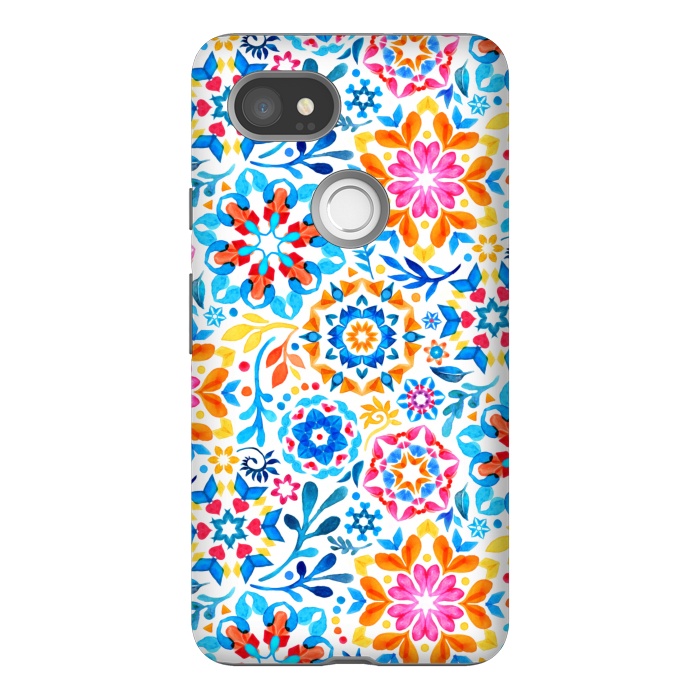 Pixel 2XL StrongFit Watercolor Kaleidoscope Floral - brights by Micklyn Le Feuvre