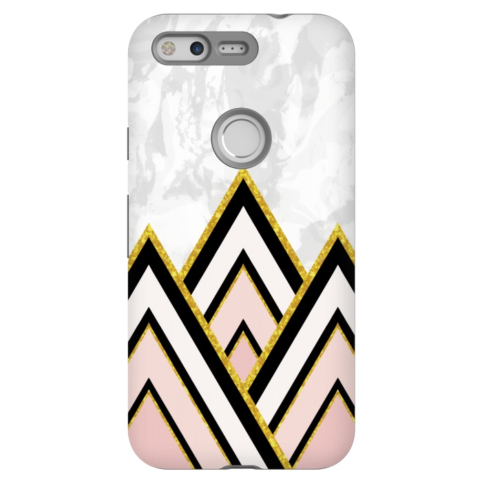 Pixel StrongFit Geometric pink gold triangles by Jms
