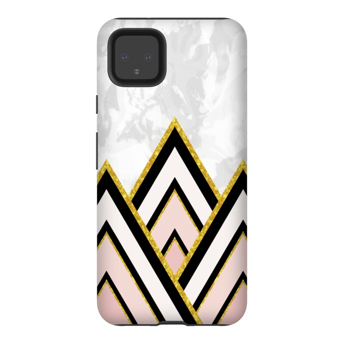 Pixel 4XL StrongFit Geometric pink gold triangles by Jms