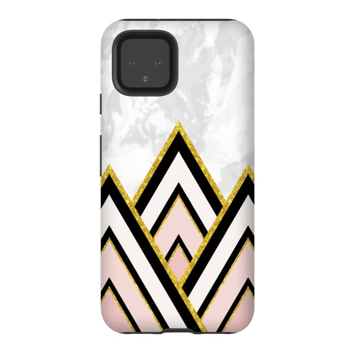 Pixel 4 StrongFit Geometric pink gold triangles by Jms