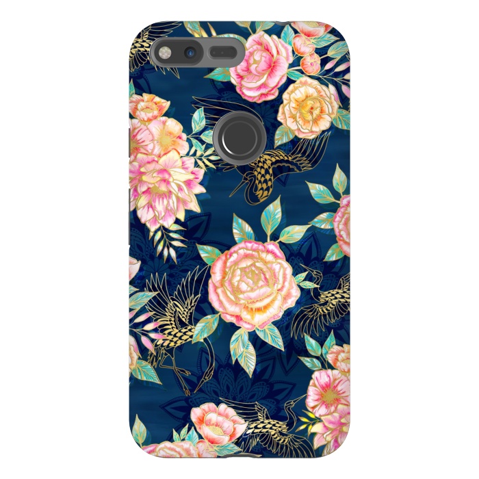 Pixel XL StrongFit Gilded Peonies and Cranes by gingerlique