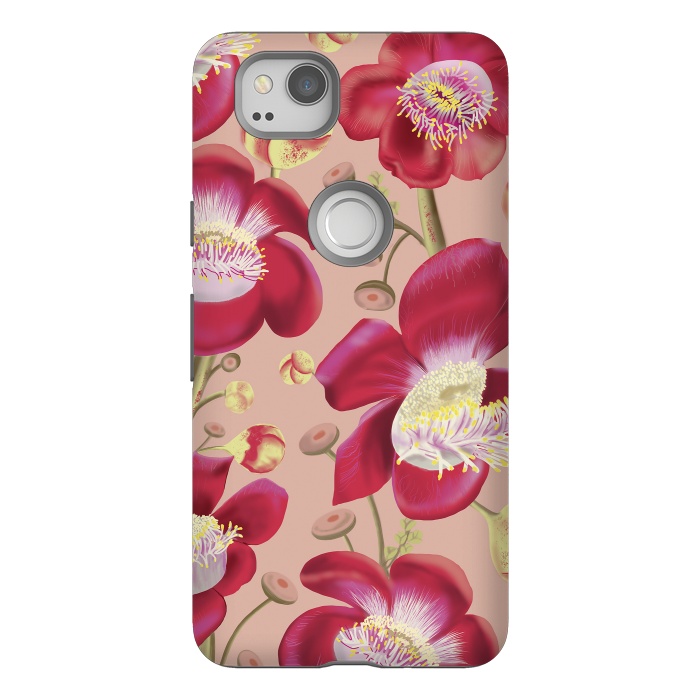 Pixel 2 StrongFit Cannonball Tree Pattern - Blush by Anis Illustration