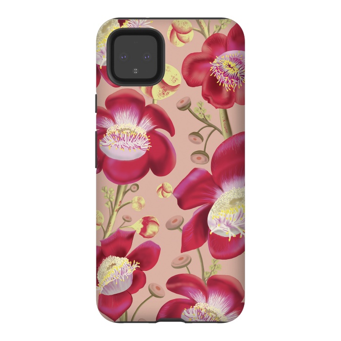Pixel 4XL StrongFit Cannonball Tree Pattern - Blush by Anis Illustration