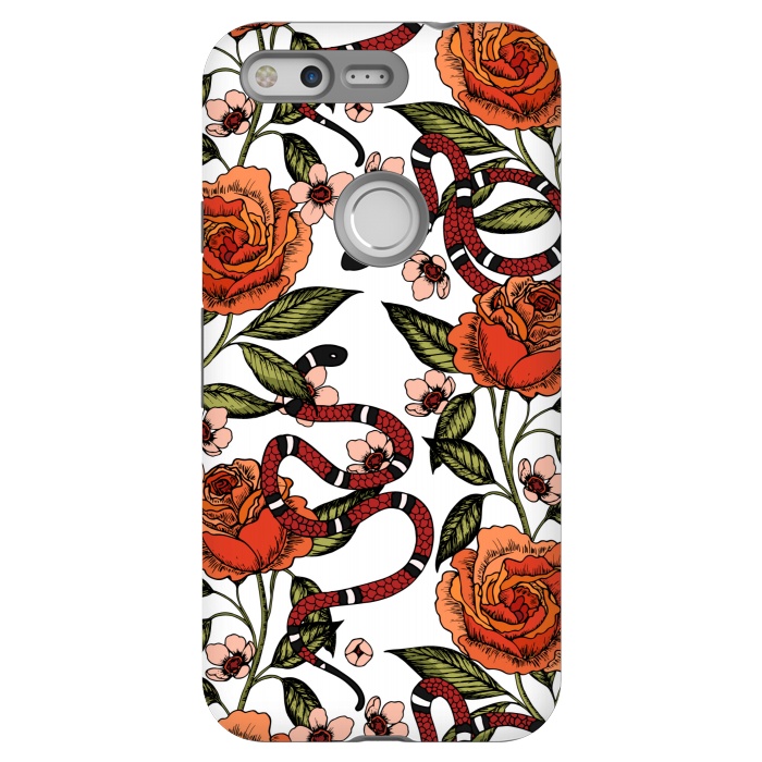 Pixel StrongFit Roses and snake. White pattern by Julia Badeeva