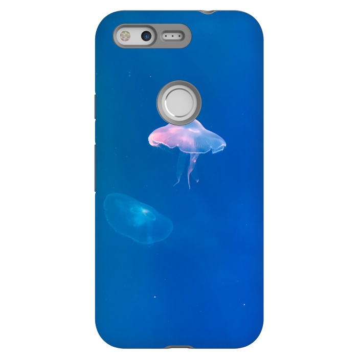 Pixel StrongFit White Jellyfish in Blue Water by Winston
