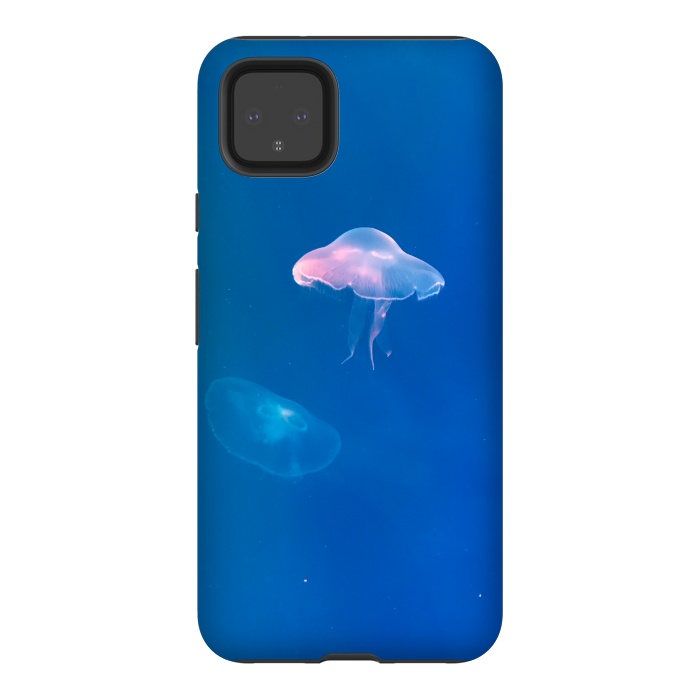 Pixel 4XL StrongFit White Jellyfish in Blue Water by Winston