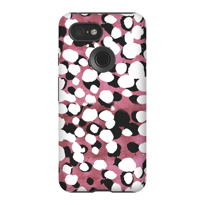 Pixel 3 StrongFit Ink spots on metallic pink stone by Oana 