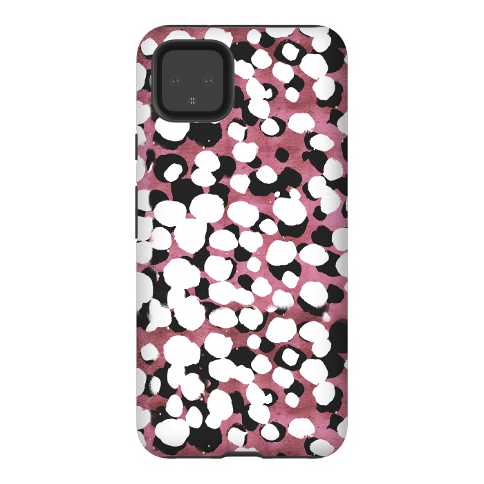 Pixel 4XL StrongFit Ink spots on metallic pink stone by Oana 