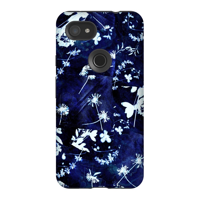 Pixel 3AXL StrongFit Pressed flowers indigo cyanotype by Oana 