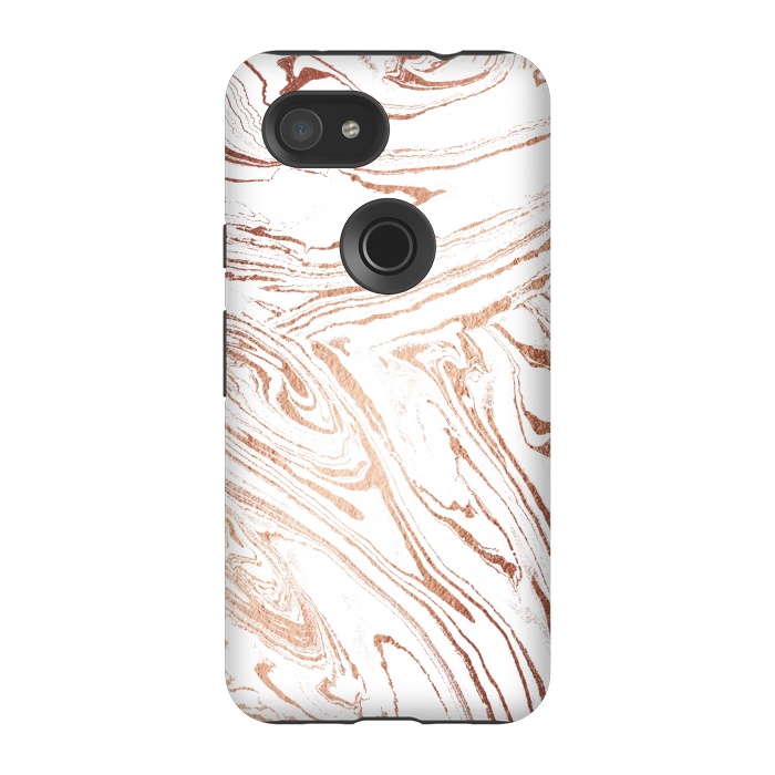 Pixel 3A StrongFit White marble with rose gold details by Oana 