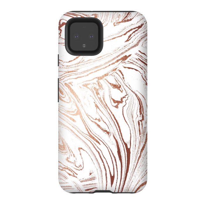 Pixel 4 StrongFit White marble with rose gold details by Oana 
