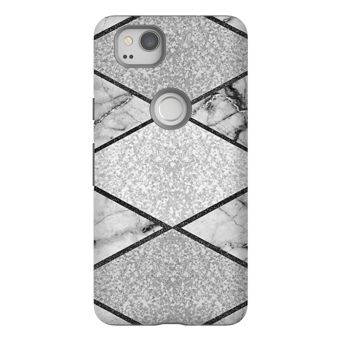 Pixel 2 StrongFit Silver glitters marble by Jms