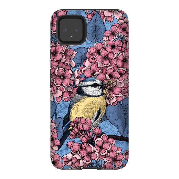 Pixel 4XL StrongFit Tit bird in the lilac garden by Katerina Kirilova
