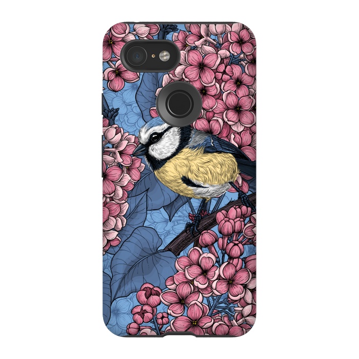 Pixel 3 StrongFit Tit bird in the lilac garden 2 by Katerina Kirilova