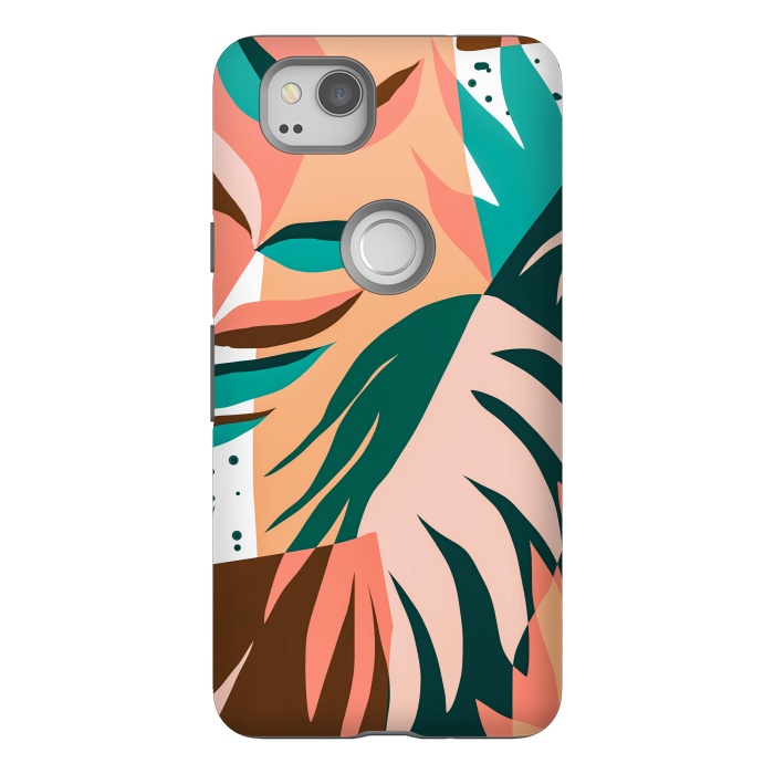 Pixel 2 StrongFit Watching The Leaves Turn, Tropical Autumn Colorful Eclectic Abstract Palm Nature Boho Graphic Design by Uma Prabhakar Gokhale