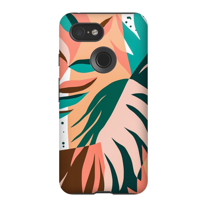 Pixel 3 StrongFit Watching The Leaves Turn, Tropical Autumn Colorful Eclectic Abstract Palm Nature Boho Graphic Design by Uma Prabhakar Gokhale