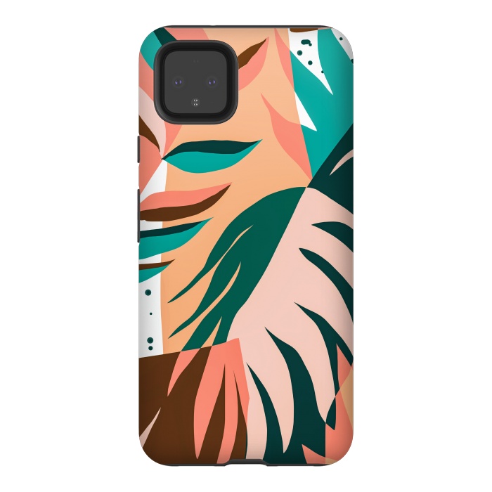 Pixel 4XL StrongFit Watching The Leaves Turn, Tropical Autumn Colorful Eclectic Abstract Palm Nature Boho Graphic Design by Uma Prabhakar Gokhale