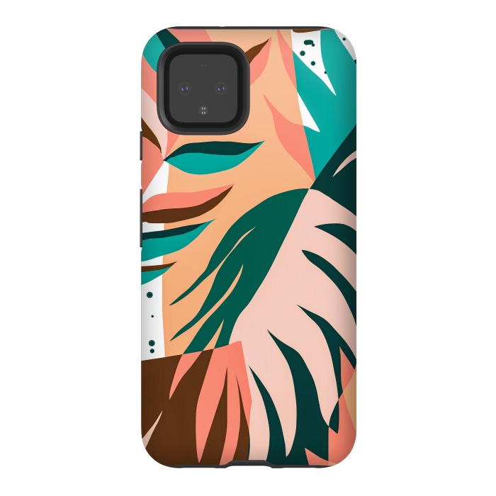 Pixel 4 StrongFit Watching The Leaves Turn, Tropical Autumn Colorful Eclectic Abstract Palm Nature Boho Graphic Design by Uma Prabhakar Gokhale