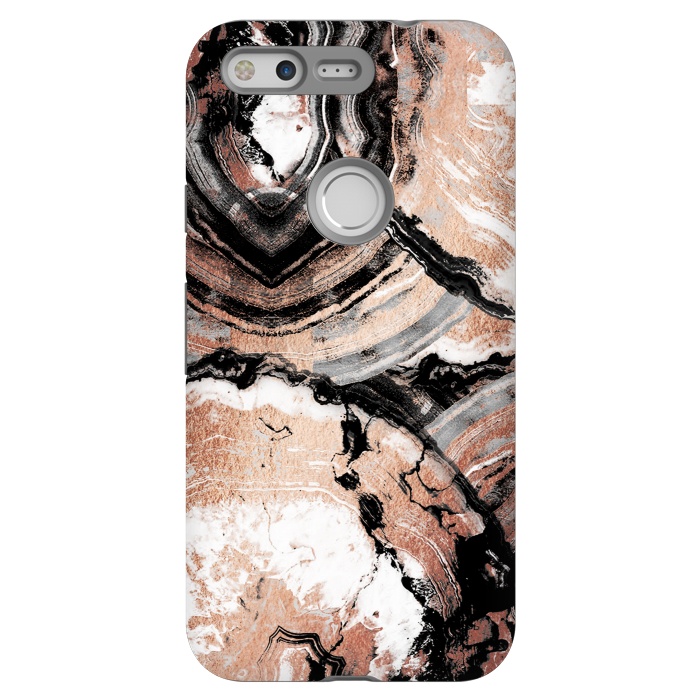 Pixel StrongFit Rose gold geode marble by Oana 