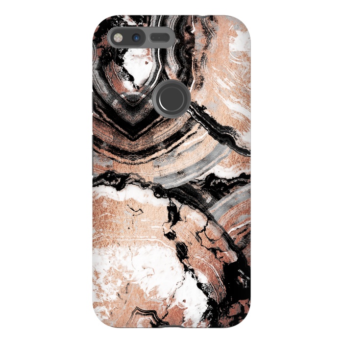 Pixel XL StrongFit Rose gold geode marble by Oana 